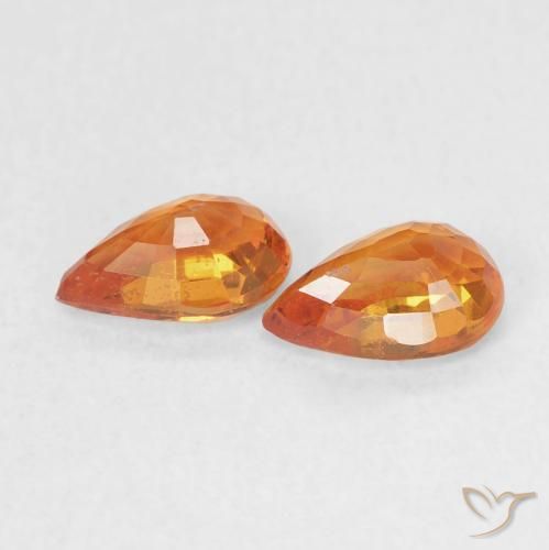 Sapphire Gemstones in 6 x 4 mm (calibrated) Size for Sale, Sapphire Stones in Bright Orange Color