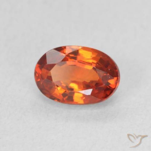 0.78 ct Orange Sapphire Stone, Natural Sapphire in Oval Facet Shape for Sale