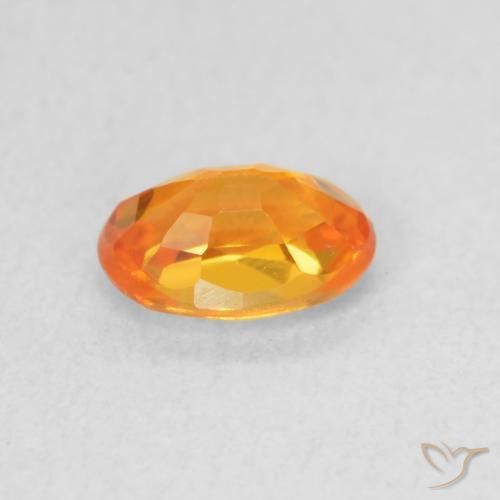 Sapphire Gemstone in 6 x 4.2 mm Size for Sale, Sapphire Stone in Bright Orange Color