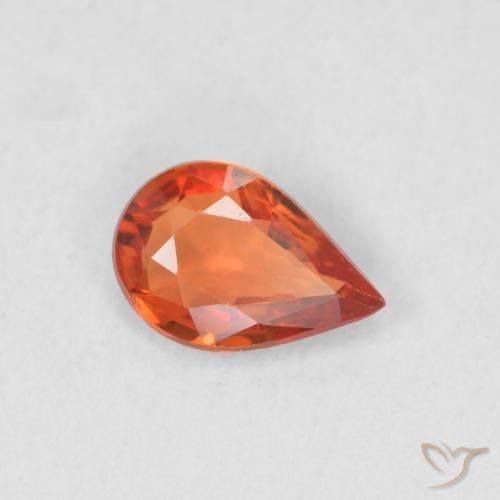 0.35 ct Orange Sapphire Stone, Natural Sapphire in Pear Facet Shape for Sale