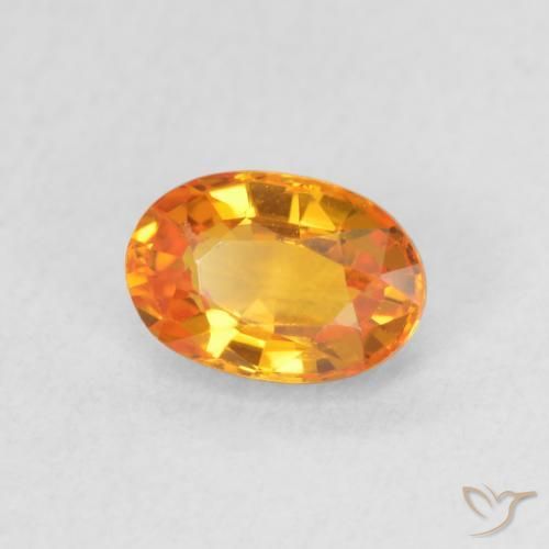 0.64 ct Orange Sapphire Stone, Natural Sapphire in Oval Facet Shape for Sale