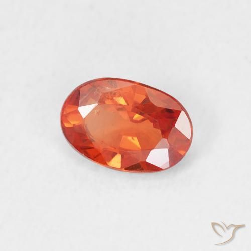 0.55 ct Orange Sapphire Stone, Natural Sapphire in Oval Facet Shape for Sale