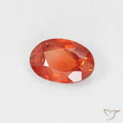 0.54 ct Orange Sapphire Stone, Natural Sapphire in Oval Facet Shape for Sale