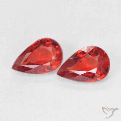1.06 ctw Red Sapphire Gemstones, Sapphire Gems in Pear Facet Shape for Sale.