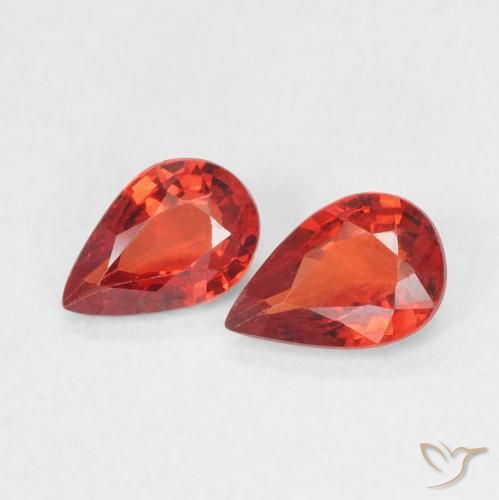 0.99 ctw Red Sapphire Stones, Natural Sapphire in Pear Facet Shape for Sale