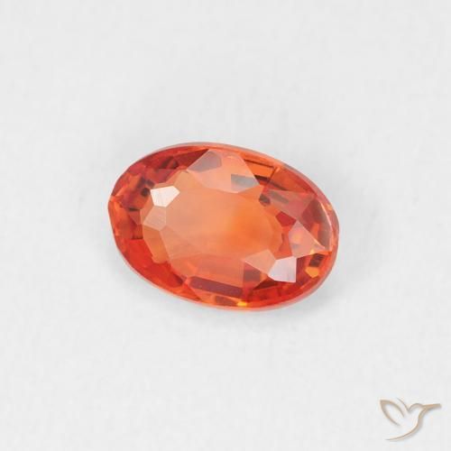 0.53 ct Orange Sapphire Stone, Natural Sapphire in Oval Facet Shape for Sale
