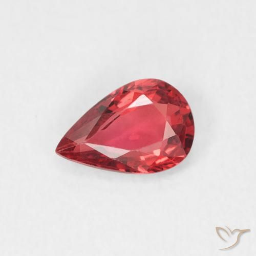 0.45ct Natural Medium Red Sapphire, Pear Shape, VVS