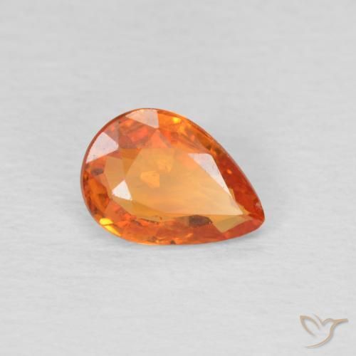 0.69 ct Orange Sapphire Stone, Natural Sapphire in Pear Facet Shape for Sale