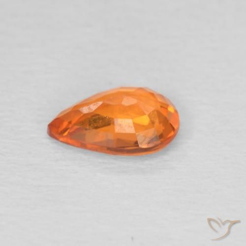 Sapphire Gemstone in 6.7 x 4.8 mm Size for Sale, Sapphire Stone in Bright Orange Color