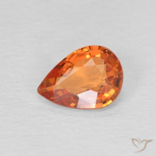 0.69 ct Orange Sapphire Gemstone, Sapphire Gem in Pear Facet Shape for Sale.