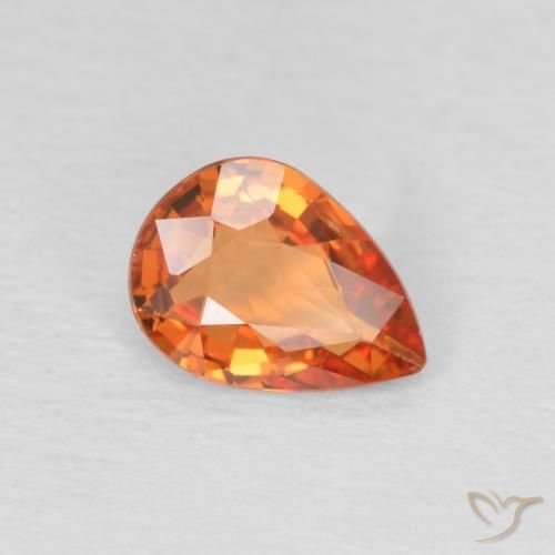 0.69 ct Orange Sapphire Stone, Natural Sapphire in Pear Facet Shape for Sale