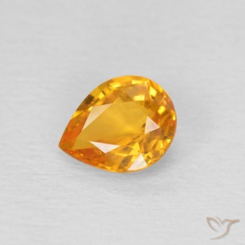 0.70ct Natural Orange-Gold Sapphire, Pear Shape, VS