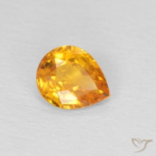 0.70 ct Golden Sapphire Stone, Natural Sapphire in Pear Facet Shape for Sale