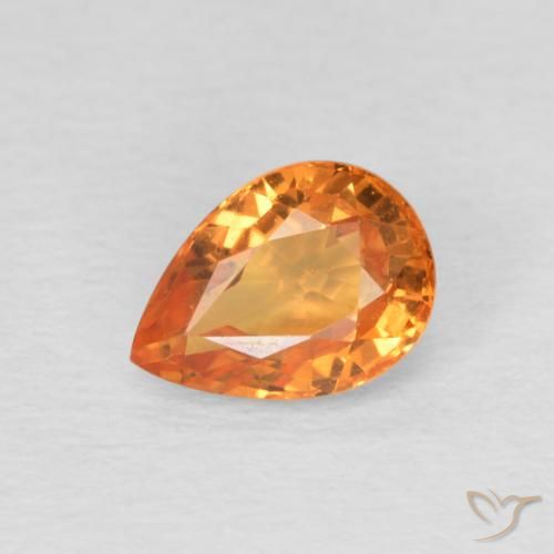 1.05ct Natural Bright Orange Sapphire, Pear Shape, VS