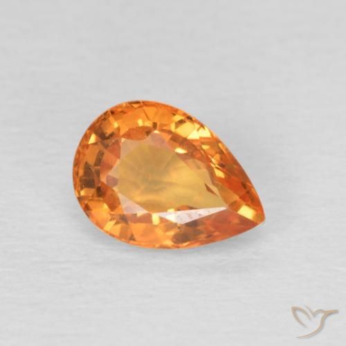 1.05 ct Orange Sapphire Stone, Natural Sapphire in Pear Facet Shape for Sale