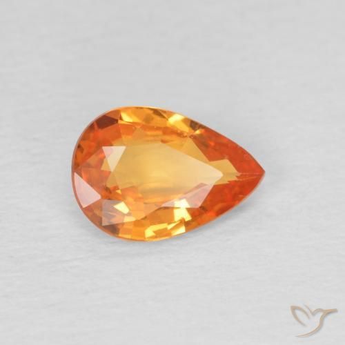 0.69 ct Orange Sapphire Stone, Natural Sapphire in Pear Facet Shape for Sale