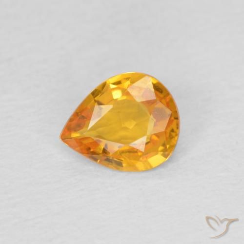 0.60ct Natural Medium Orange Sapphire, Pear Shape, VVS-VS