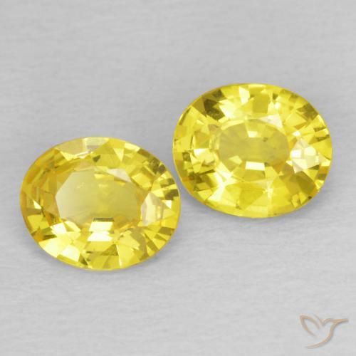 1.23 ctw Yellow Sapphire Stones, Natural Sapphire in Oval Facet Shape for Sale