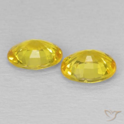 Sapphire Gemstones in 5.8 x 4.9 mm Size for Sale, Sapphire Stones in Cyber Yellow Color