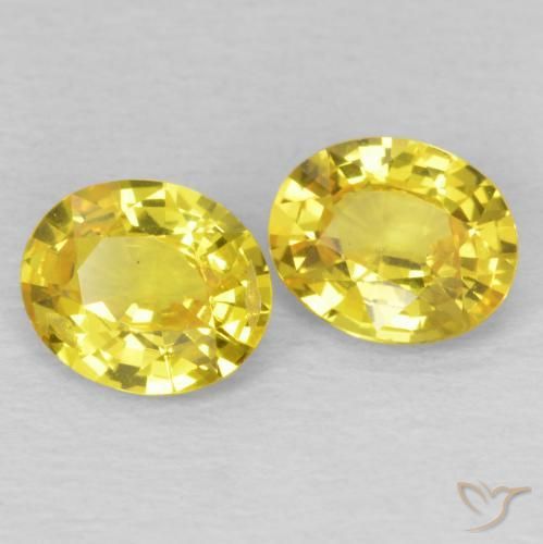 1.33 ctw Yellow Sapphire Gemstones, Sapphire Gems in Oval Facet Shape for Sale.
