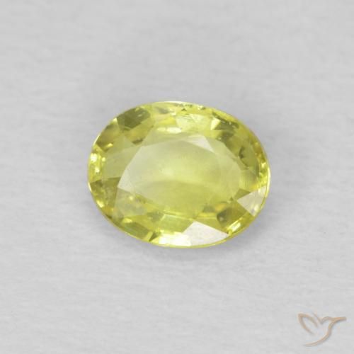 0.50 ct Yellow Sapphire Stone, Natural Sapphire in Oval Facet Shape for Sale