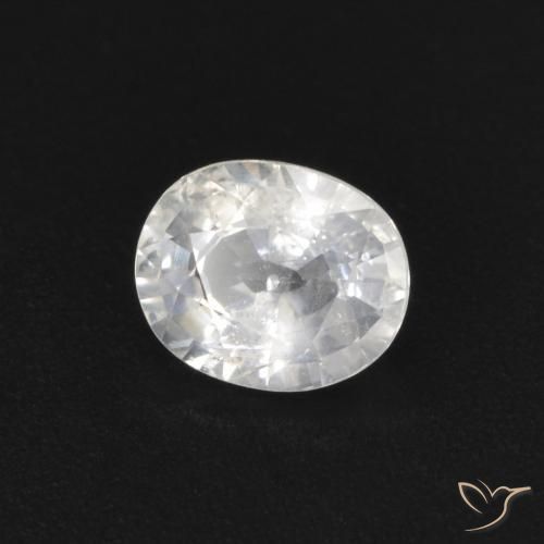 0.49 ct White Sapphire Stone, Natural Sapphire in Oval Facet Shape for Sale