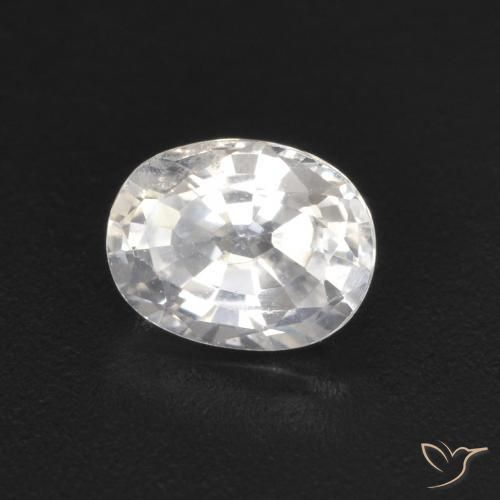 0.53 ct White Sapphire Stone, Natural Sapphire in Oval Facet Shape for Sale