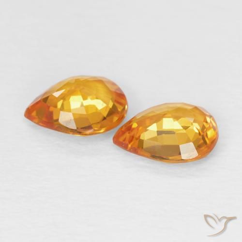 Sapphire Gemstones in 6.1 x 5 mm Size for Sale, Sapphire Stones in Apricot Orange Color