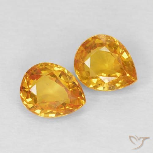 1.54 ctw Orange Sapphire Stones, Natural Sapphire in Pear Facet Shape for Sale