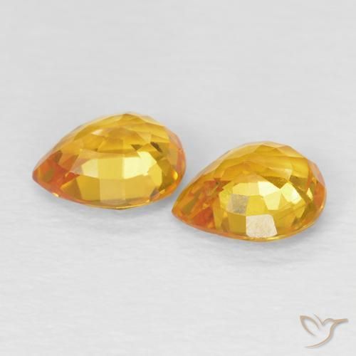 Sapphire Gemstones in 6.1 x 5.1 mm Size for Sale, Sapphire Stones in Medium Orange Color