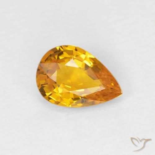 0.83 ct Orange Sapphire Stone, Natural Sapphire in Pear Facet Shape for Sale