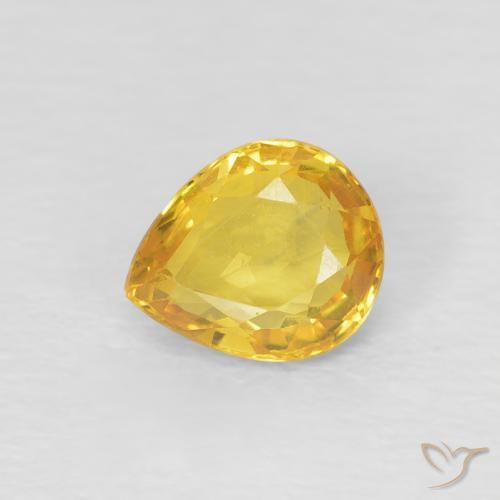 0.74ct Natural Golden Sapphire, Pear Shape, VVS-VS