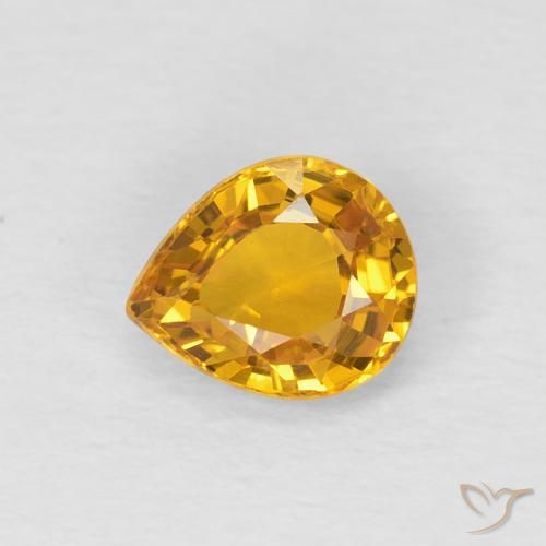 0.79ct Natural Orange-Gold Sapphire, Pear Shape, VVS-VS