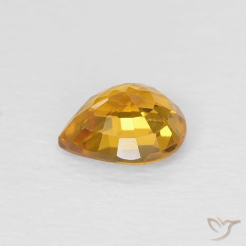 Sapphire Gemstone in 6.2 x 5.2 mm Size for Sale, Sapphire Stone in Orange-Gold Color