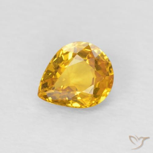 0.64 ct Golden Sapphire Gemstone, Sapphire Gem in Pear Facet Shape for Sale.