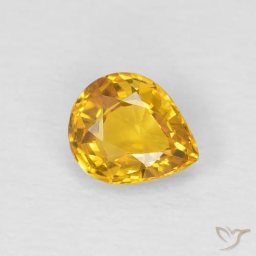 0.64 ct Golden Sapphire Stone, Natural Sapphire in Pear Facet Shape for Sale