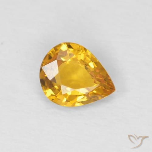 0.54 ct Golden Sapphire Stone, Natural Sapphire in Pear Facet Shape for Sale