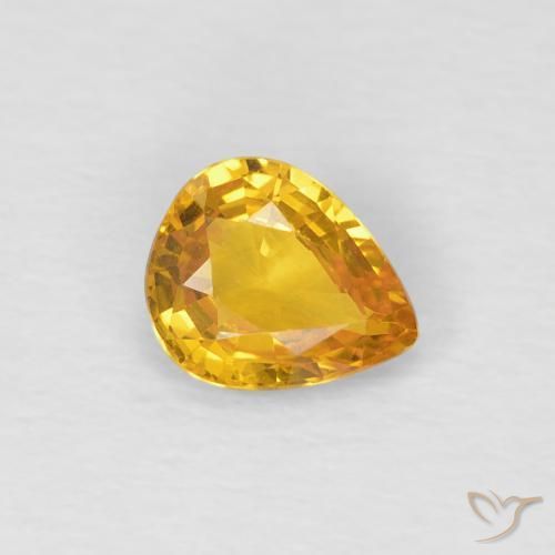 0.60 ct Golden Sapphire Stone, Natural Sapphire in Pear Facet Shape for Sale