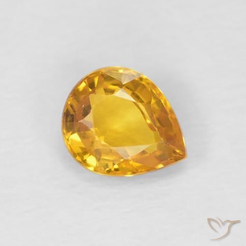0.79 ct Golden Sapphire Stone, Natural Sapphire in Pear Facet Shape for Sale