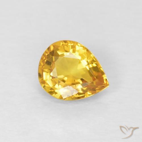 0.62 ct Golden Sapphire Stone, Natural Sapphire in Pear Facet Shape for Sale