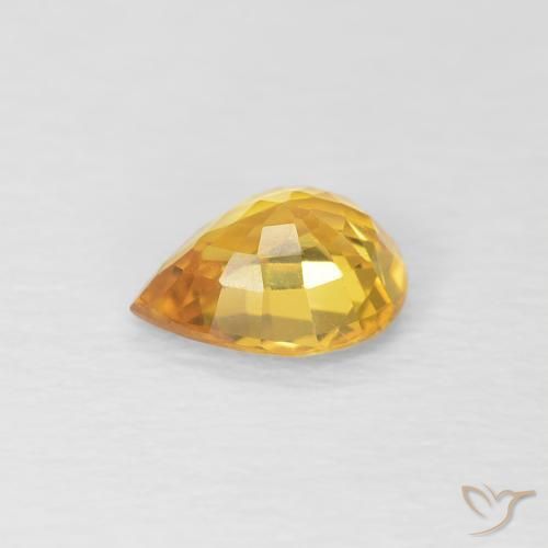 Sapphire Gemstone in 6 x 4.8 mm Size for Sale, Sapphire Stone in Golden Color