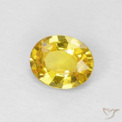 0.69 ct Yellow Sapphire Stone, Natural Sapphire in Oval Facet Shape for Sale