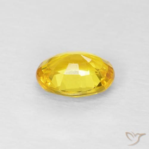 Sapphire Gemstone in 5.9 x 4.8 mm Size for Sale, Sapphire Stone in Medium Yellow Color