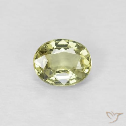 0.50ct Natural Light Greenish Yellow Sapphire, Oval, VVS