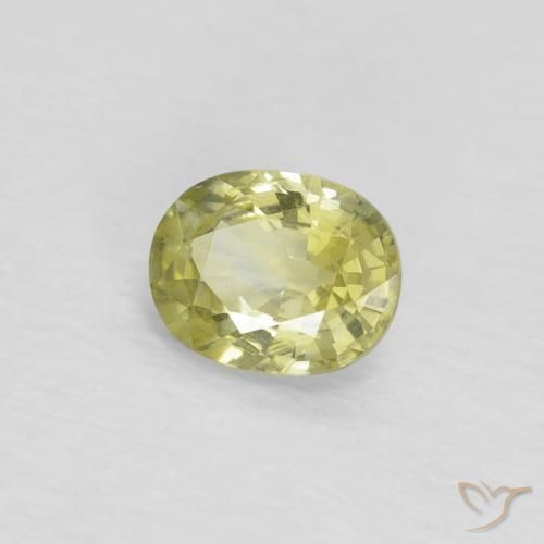 0.48 ct Yellow Sapphire Stone, Natural Sapphire in Oval Facet Shape for Sale