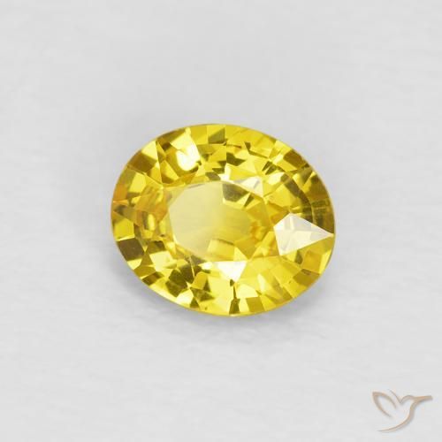 0.64 ct Yellow Sapphire Stone, Natural Sapphire in Oval Facet Shape for Sale