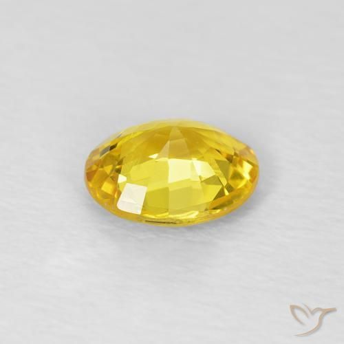 Sapphire Gemstone in 5.9 x 4.9 mm Size for Sale, Sapphire Stone in Bumblebee Yellow Color