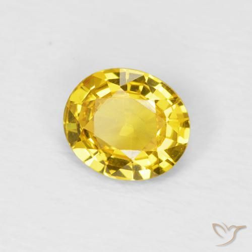 0.62 ct Yellow Sapphire Stone, Natural Sapphire in Oval Facet Shape for Sale