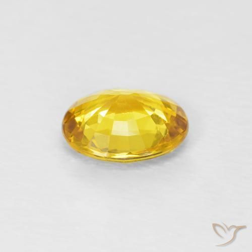 Sapphire Gemstone in 5.8 x 5 mm Size for Sale, Sapphire Stone in Medium Yellow Color