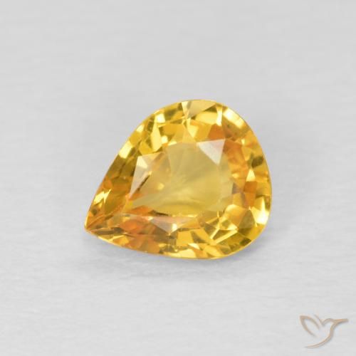 0.60 ct Golden Sapphire Gemstone, Sapphire Gem in Pear Facet Shape for Sale.